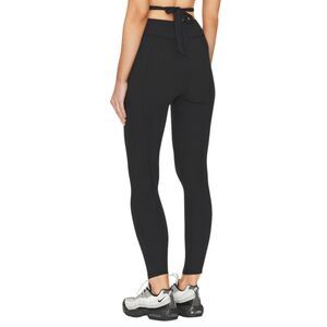 New Gigi C Phoebe Rib Knit High Waist Cutout Tied Leggings S Black